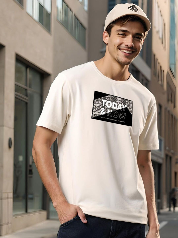 ADRO Typography Printed Round Neck Cotton T-shirt