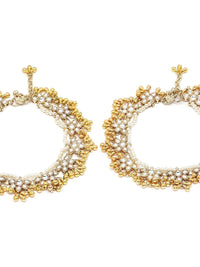 Set Karatcart dari 2 Anklets Kundan Putih berlapis emas