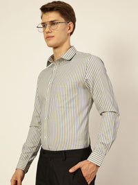 Thomas Scott Men Smart Spread Collar Pinstripes Striped Cotton Formal Shirt