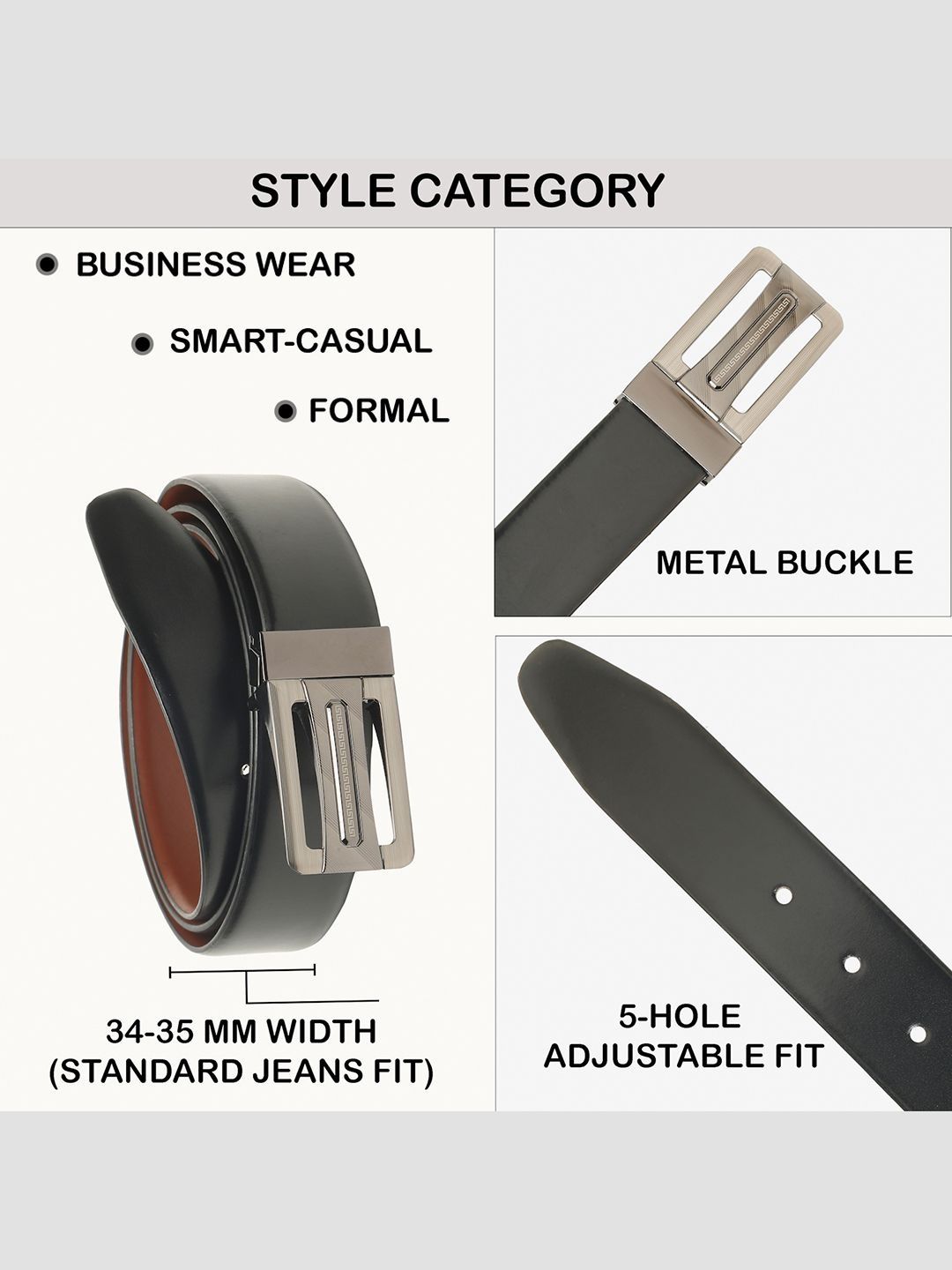 Teakwood Leathers Men Leather Reversible Formal Belt