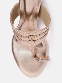 House of Pataudi Open Toe Woven Design Block Heels