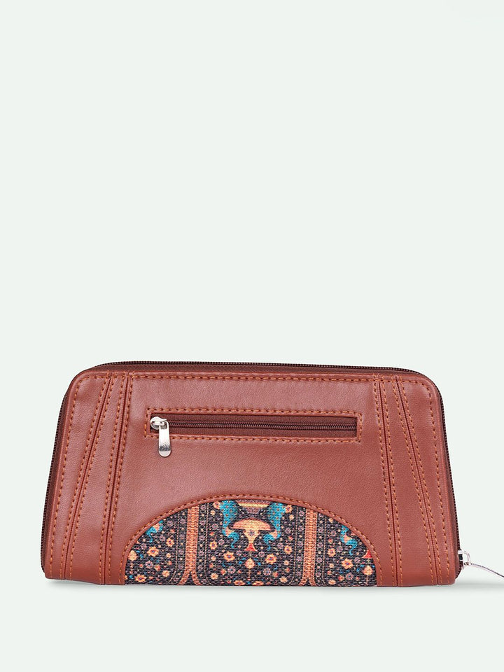 ZOUK Women Royal Indian Peacock Motif Arika Zipper Wallet