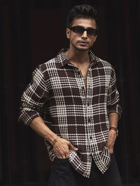 Powerlook Men Spread Collar Tartan Checked Cotton Casual Shirt