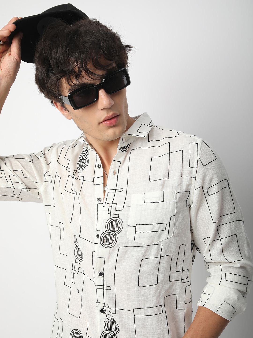 VASTRADO Men Classic Spread Collar Textured Cotton Slim Fit Casual Shirt