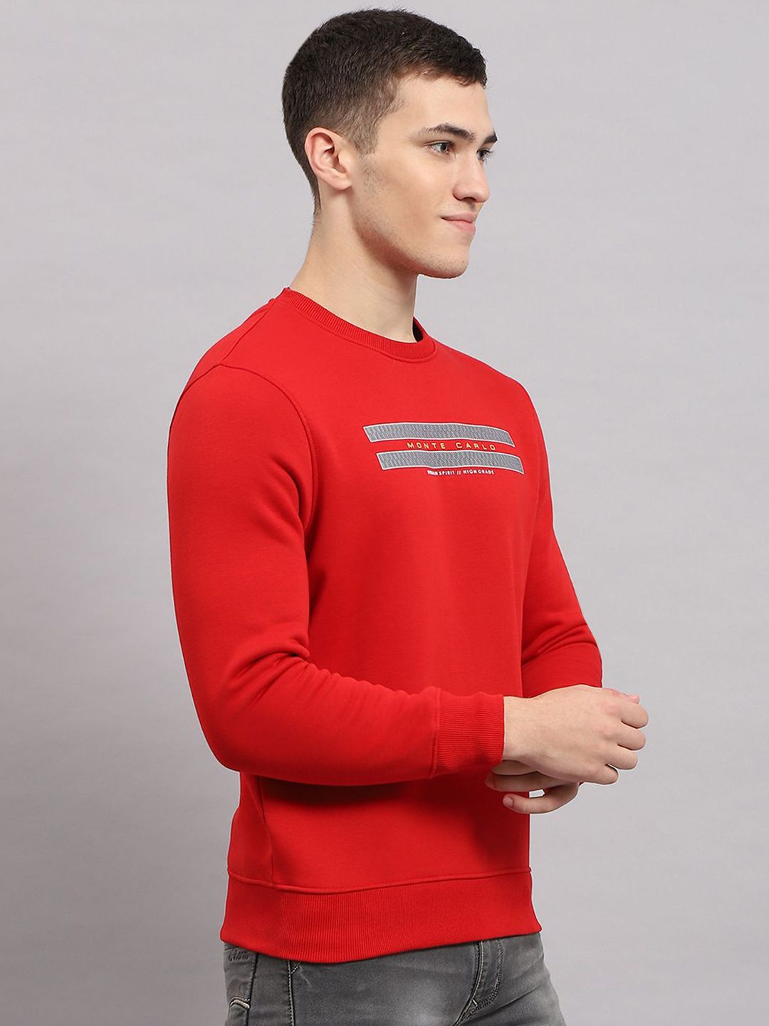 Monte Carlo Men Typography Printed Pullover Cotton Sweatshirt