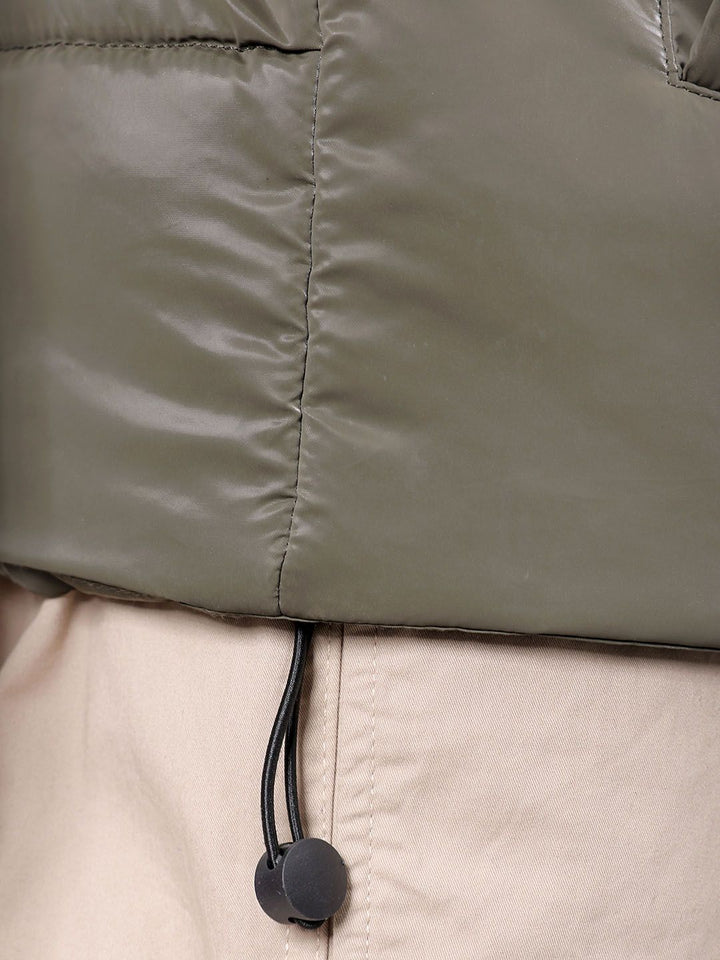 The Indian Garage Co Men High Neck Solid Puffer Jacket