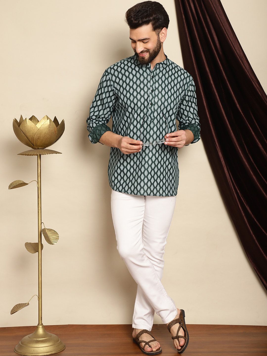 Anouk Ethnic Motifs Printed Thread Work Short Kurta