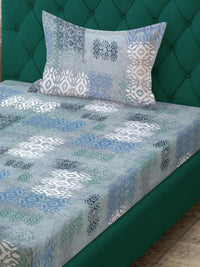 Myntra Elegant Homes Printed Dilengkapi 400 TC Kapas Tulen Cadar Single Dengan Sarung Bantal