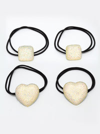 DressBerry Women Set of 4 Embellished Ponytail Holders