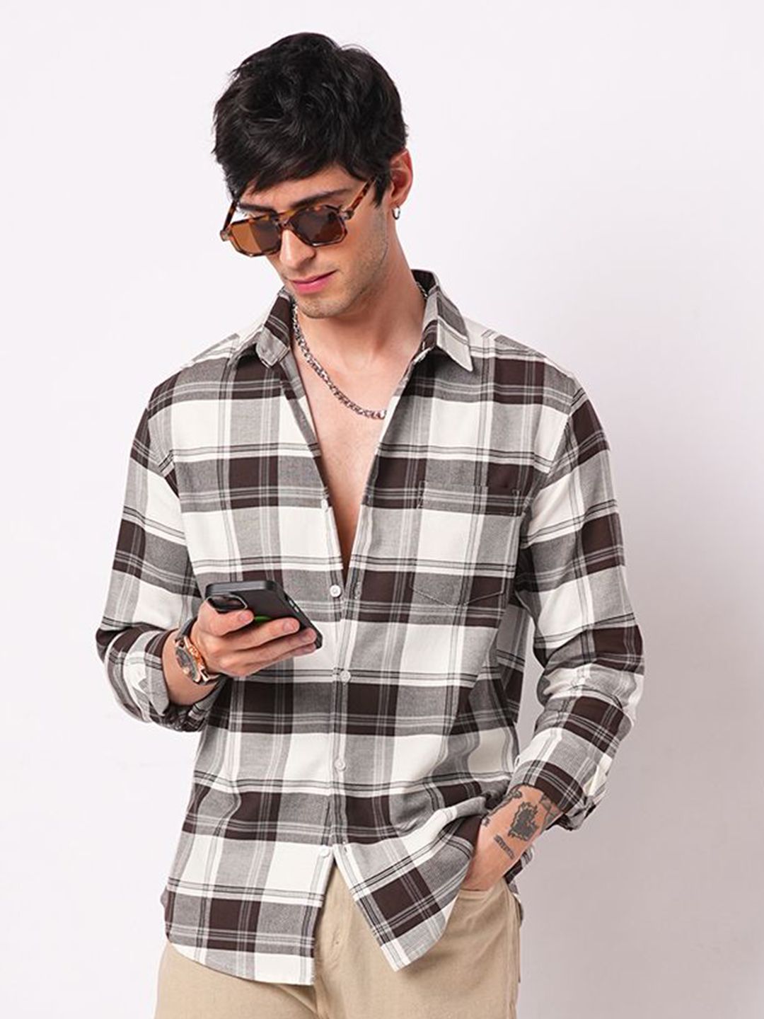VASTRADO Classic Tartan Checked Slim Fit Pure Cotton Shirt
