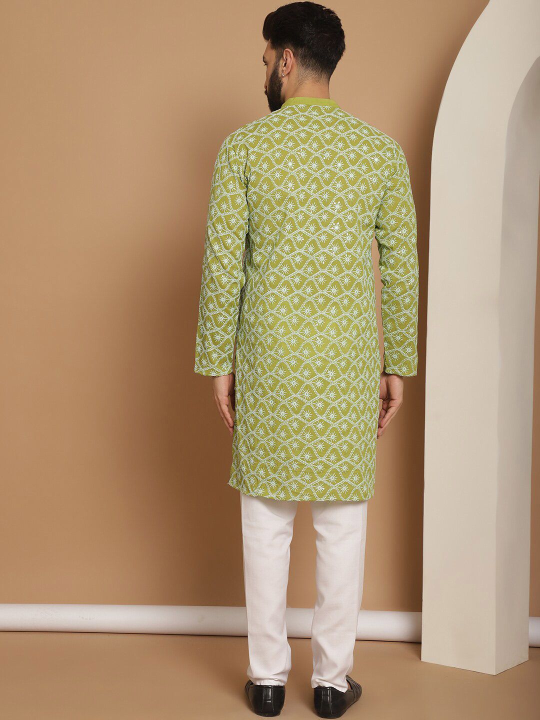 Anouk Ethnic Motifs Embroidered Regular Thread Work Pure Cotton Kurta with Churidar