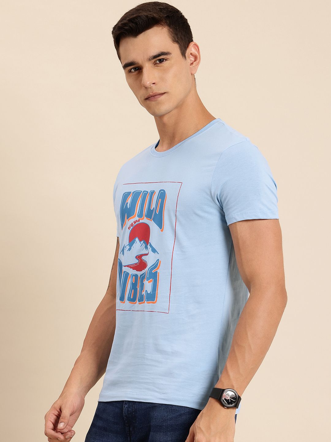 Being Human Pure Cotton Typography Printed T-shirt