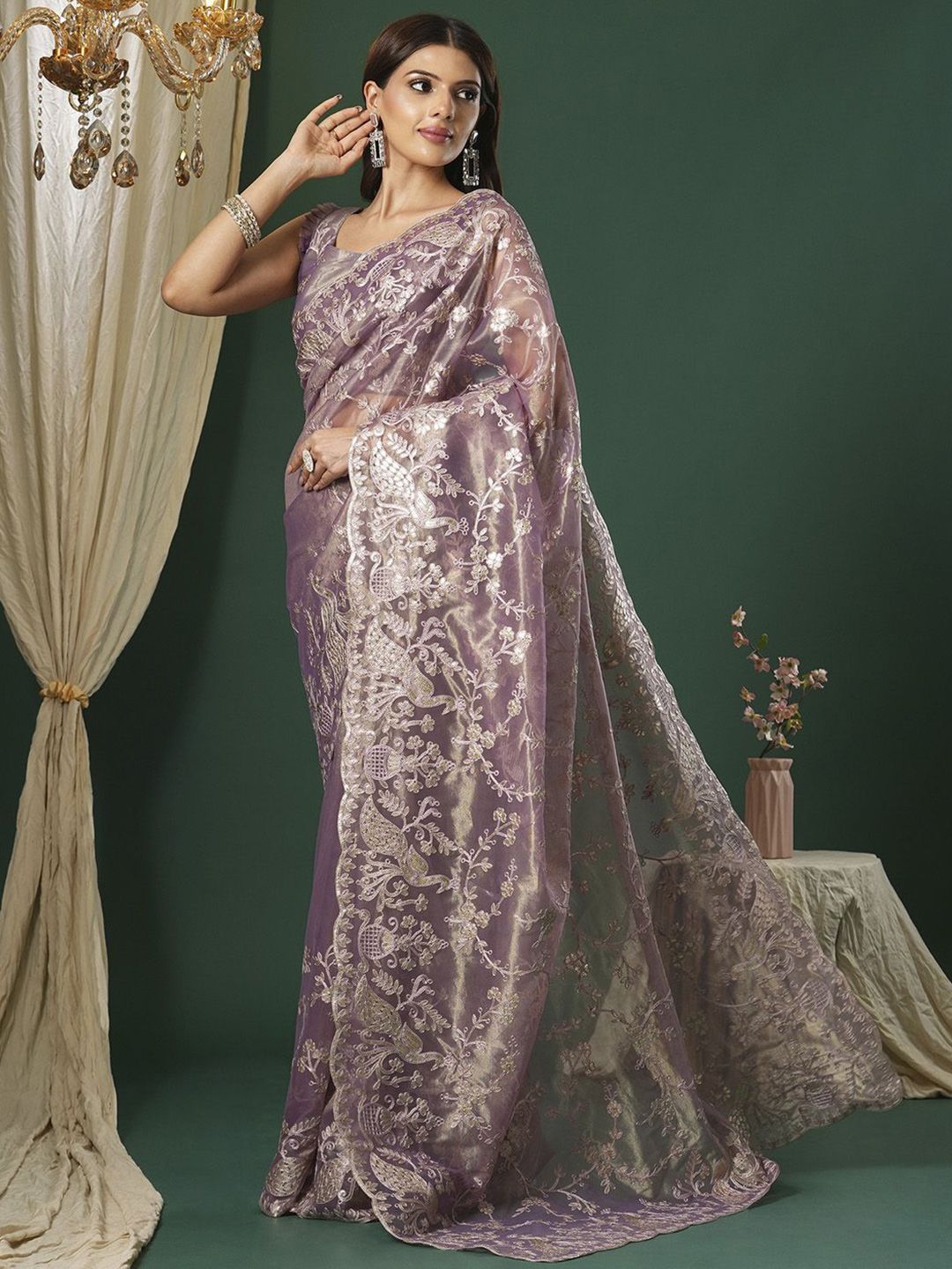 Saree mall Embellished Gotta Patti Organza Sarees