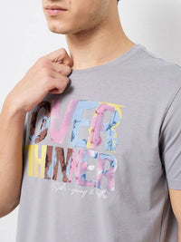 SPYKAR Men Typography Printed Round Neck Cotton Slim Fit T-shirt