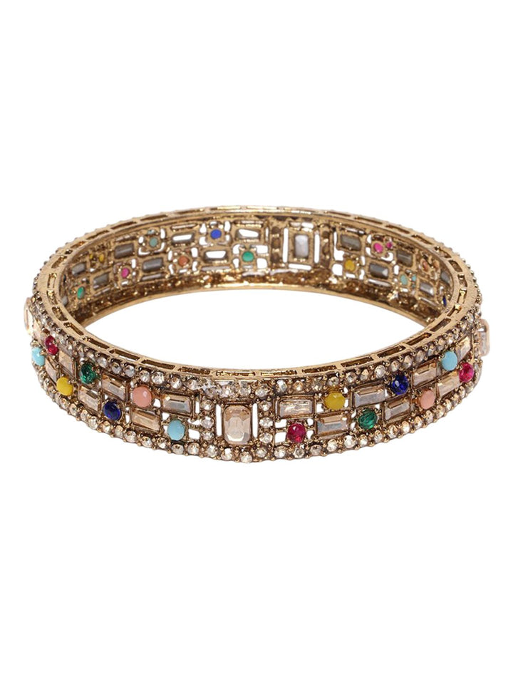 PANASH Set of 2 Gold-Plated Kundan Studded Bangles