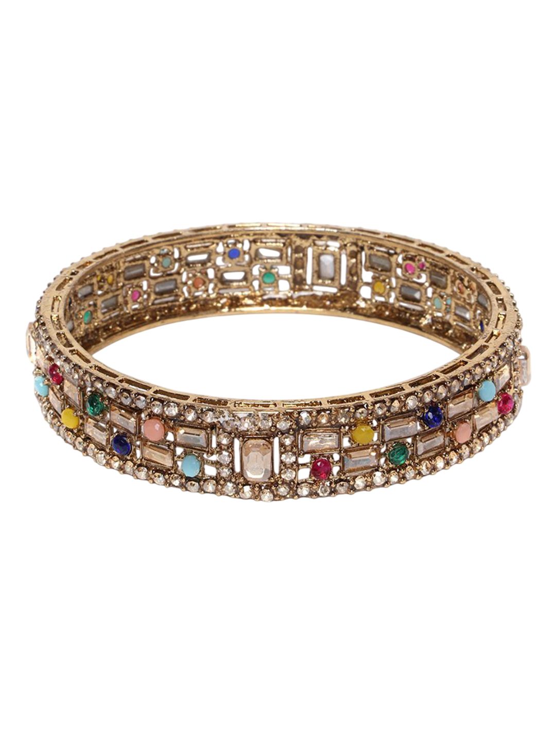 PANASH Set of 2 Gold-Plated Kundan Studded Bangles
