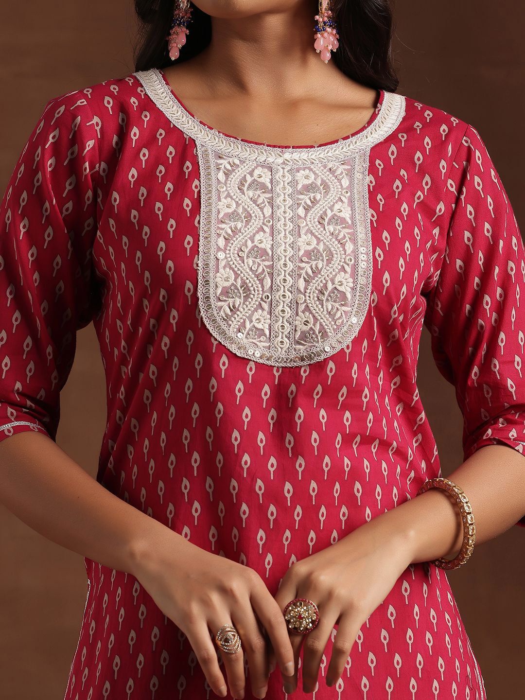 Libas Ethnic Motifs Printed Thread Work Pure Cotton Kurta with Sharara & Dupatta
