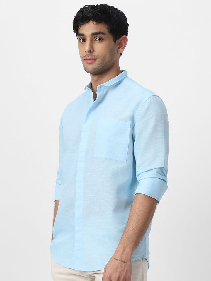 Urbano Fashion Men Slim Collar Solid Cotton Casual Shirt