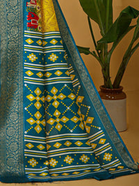 KALINI Kalamkari Printed Sungudi Saree