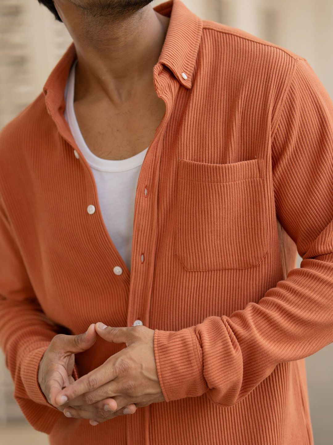 Powerlook Men Spread Collar Relaxed Fit Textured Cotton Casual Shirt