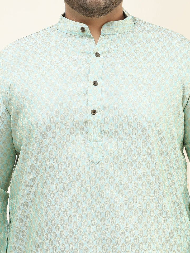 SOJANYA PLUS Motif Etnik Rekaan Tenunan Kurta Lurus Jacquard Dengan Pijama
