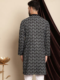 Anouk Ethnic Motifs Embroidered Band Collar Cotton Regular Kurta