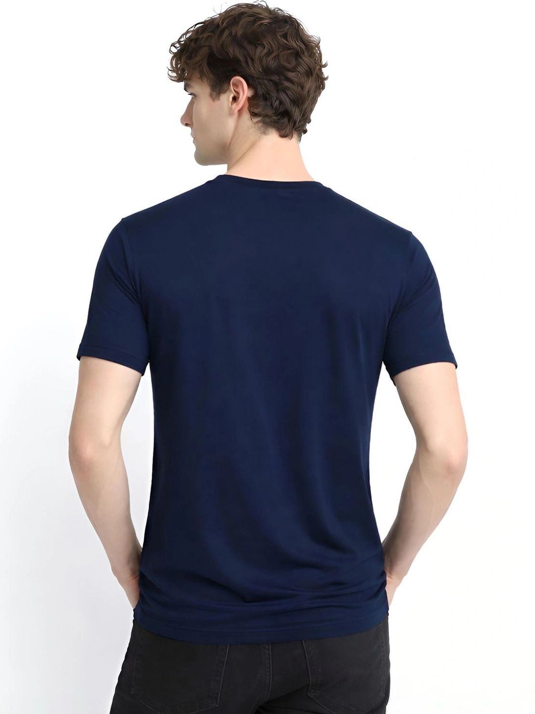 ADRO Lelaki Grafik Bercetak Leher Bulat Lengan Biasa Kapas T-shirt