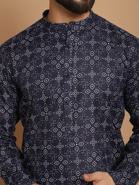Motif Etnik Kolar Jalur Anouk Bercetak Kurta Biasa dengan Churidar