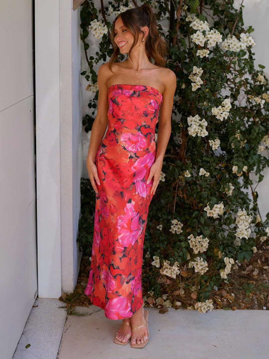 all about you Tie and Dye Print Off-Shoulder Maxi Dress
