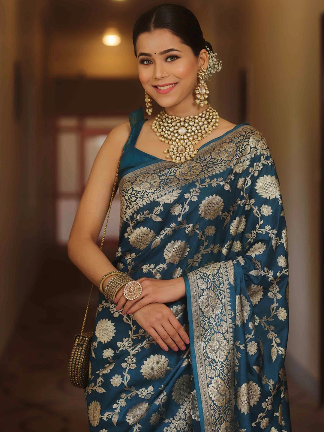 KALINI Ethnic Motifs Zari Banarasi Saree