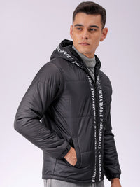 The Indian Garage Co Men Hooded Typography Printed Puffer Jacket