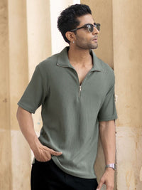 Powerlook Men Polo Collar Drop-Shoulder Sleeves T-shirt