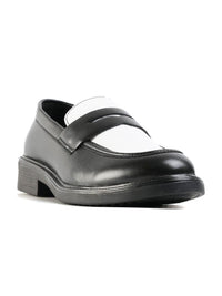 MONKSTORY Cosmopolitan Contrast Penny Loafers  - Black/White