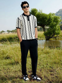 Campus Sutra Men Striped Polo Collar Cotton T-shirt