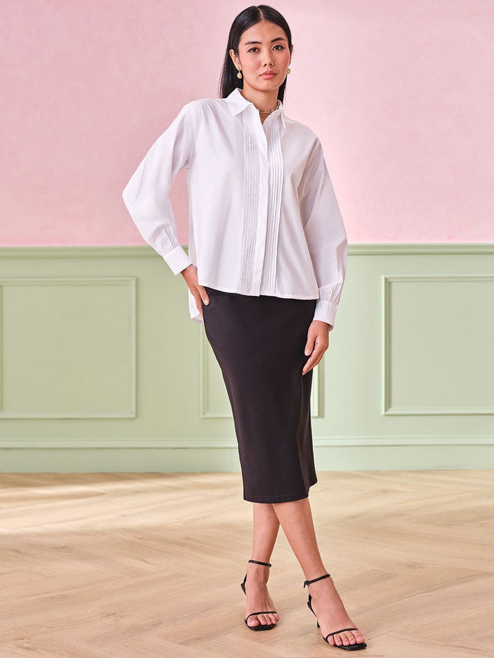 AND Women Shirt Collar Cotton Top