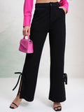 Tokyo Talkies Women Solid Hi-Waist Bootcut Pants Trousers