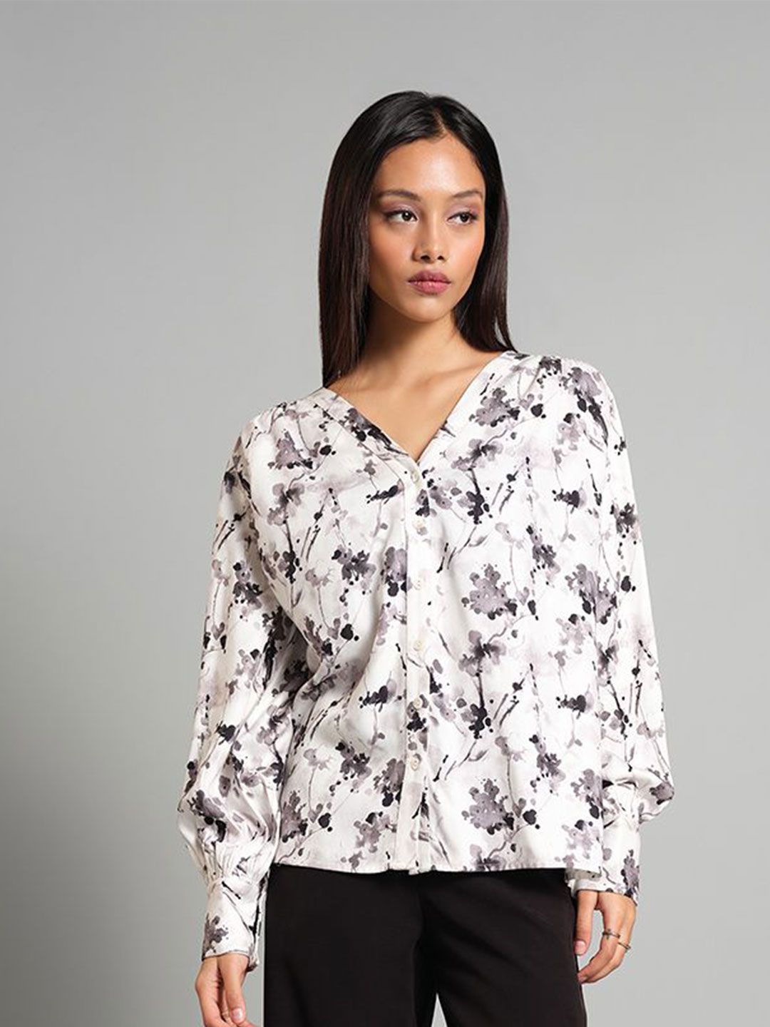 AND Floral Print Styled Back Top
