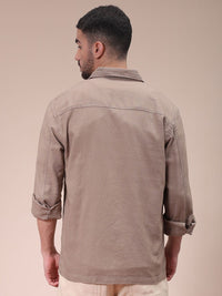 The Indian Garage Co Men Regular Fit Solid Double Flap Pocket Resortwear Overshirt