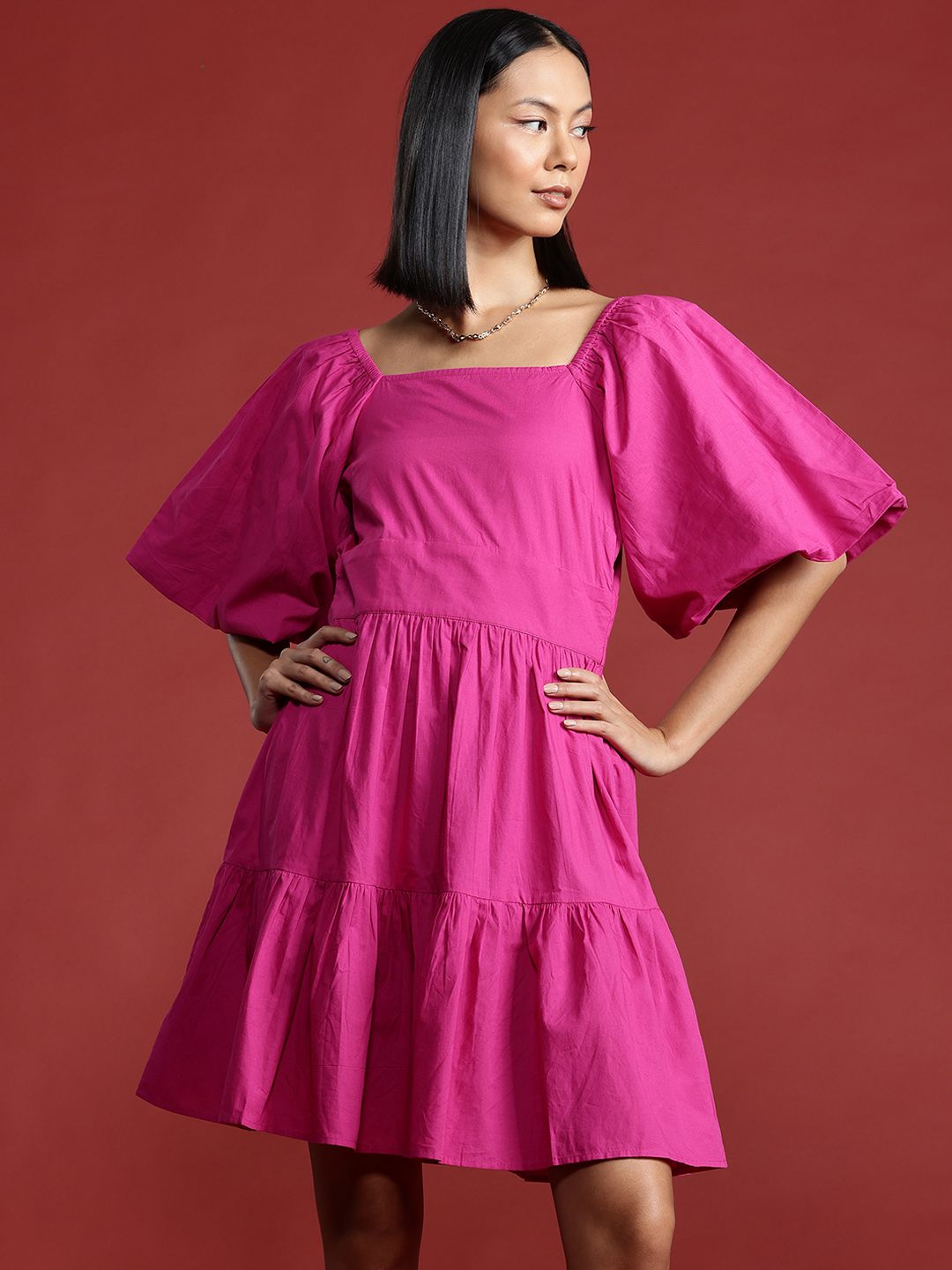 all about you Puff Sleeve Fit & Flare Dress