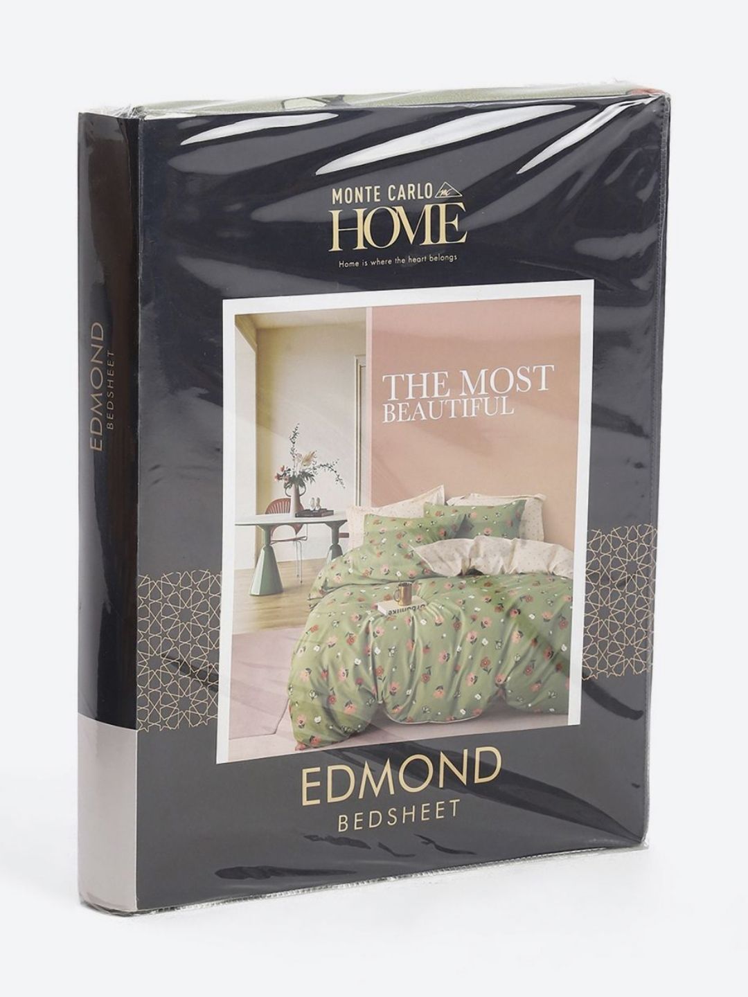 Monte Carlo Edmond Green & Pink Floral Printed 144 TC King Bedsheet Set 2.70 m x 2.70 m