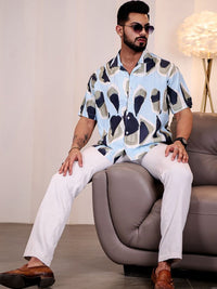 Eszett Men Abstract Printed Cuban Collar Casual Shirt