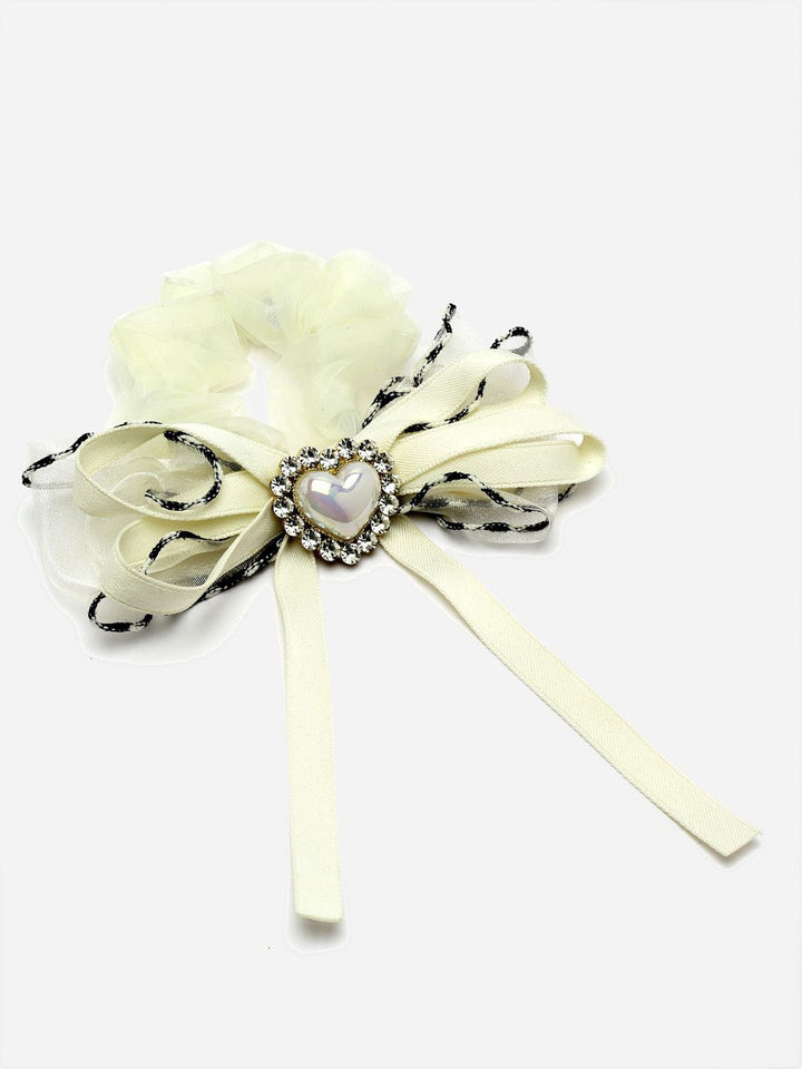 PANASH Women Heart Shaped Stone Studded Embellished Ponytail Holders