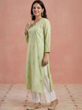 House of Chikankari Women Ethnic Motifs Embroidered Thread Work Chanderi Silk Kurta