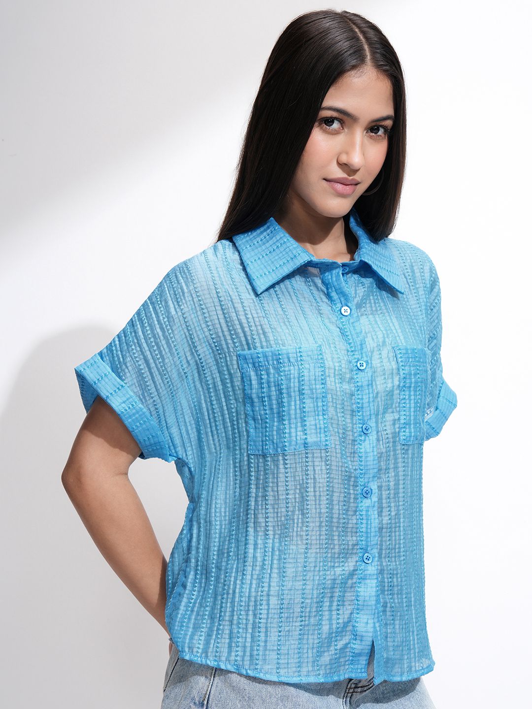 ESPYR By Tokyo Talkies Women Solid Relaxed Fit Shirt