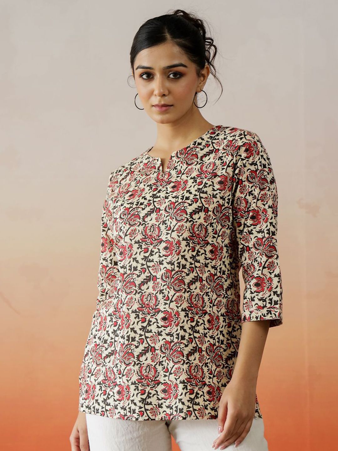 Sanskrutihomes wanita motif etnik dicetak atas kapas tulen