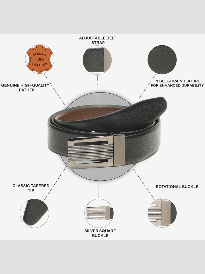 Teakwood Leathers Men Textured Leather Reversible Formal Belt