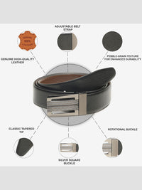 Teakwood Leathers Men Textured Leather Reversible Formal Belt