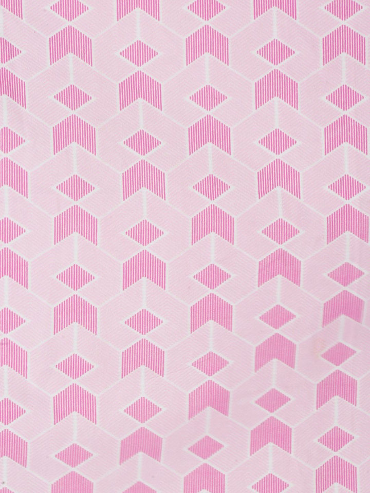 KLOTTHE Pink & White Printed Fitted 300 TC Single Bedsheet With 1 Pillow Cover