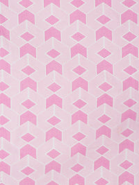 KLOTTHE Pink & White Printed Fitted 300 TC Single Bedsheet With 1 Pillow Cover