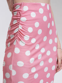 Tokyo Talkies Women Polka Dot Corsage Top with Midi Skirt Co-Ords
